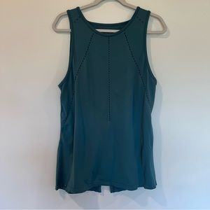 Athleta womens large tank top athletic top yoga sleeveless breathable blue green